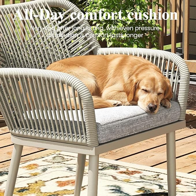 LayinSun Outdoor Dining Set for 6, 7 Pieces Patio Furniture Sets with Aluminum Dining Table and Rope Weave Chairs