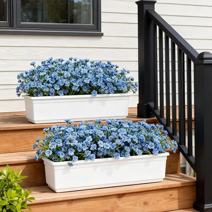 Stymedeca Artificial Flowers for Outdoor Faux Plants for Spring Summer Decoration, UV Resistant Realistic Silk Plastic Fake Flowers Garden Porch Patio Balcony Yard Front Home Decor, 24 Bundles