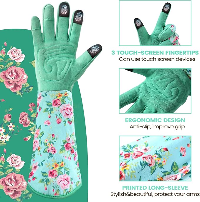 Gardening Gloves for Women Long Sleeve Garden Gloves Ladies Light Protective Gloves for Yard & Outdoor Work