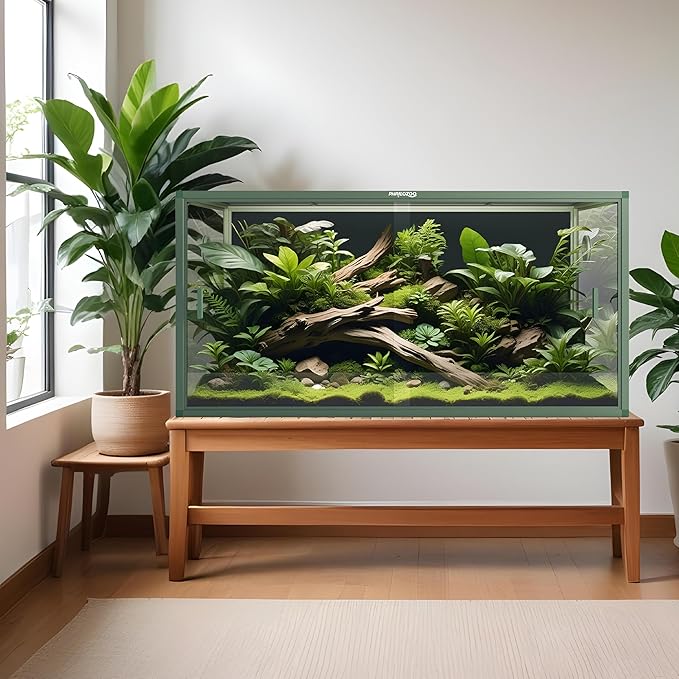 Phailozoo 120 Gallon Bearded Dragon Tank,48" x 24" x 24" Reptile Tank with Sliding Door Top Screen Ventilation, Front Opening Reptile Enclosure for Easy Maintenance