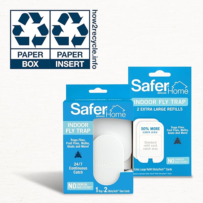 Safer Home Trap Refill Pack of Extra Large Glue Cards for SH502 Indoor Fly Trap, 2 Count