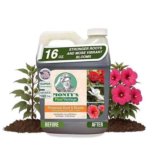 PlantVantage Root & Bloom Liquid Fertilizer - Concentrated Liquid Plant Fertilizer for Strong Roots & Bigger Blooms, Plant Food for Trees, Flowers & Vegetables, Soil or Foliar Application, 16 oz