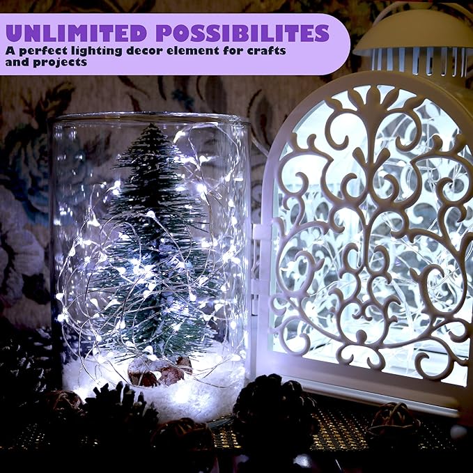 6 Pack Fairy Lights Battery Operated Mini String Lights with Timer 2PCS Remote 6.5ft 20LED Cool White Firefly Lights Waterproof Silver Wire Twinkle Lights DIY Mason Jar Wedding Party Christmas Decor