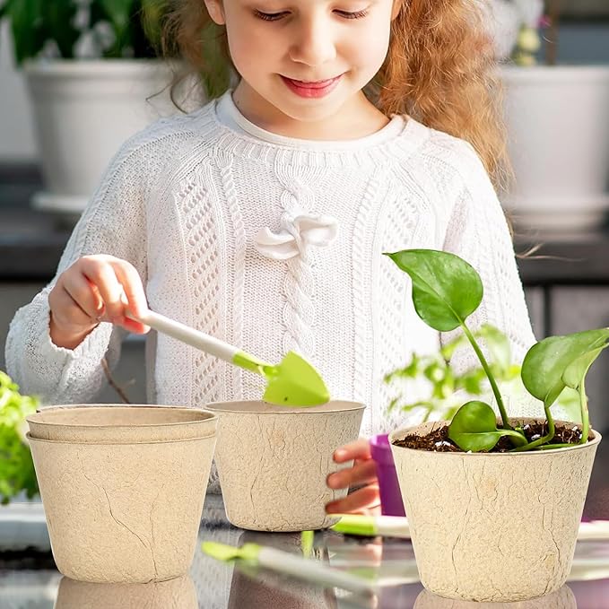 Jolliance 120 Pack 4” Peat Pots for Seeding with 120Pcs Plant Labels, Biodegradable Seed Starter Pots with Drainage Holes, Garden Germination Nursery Pots