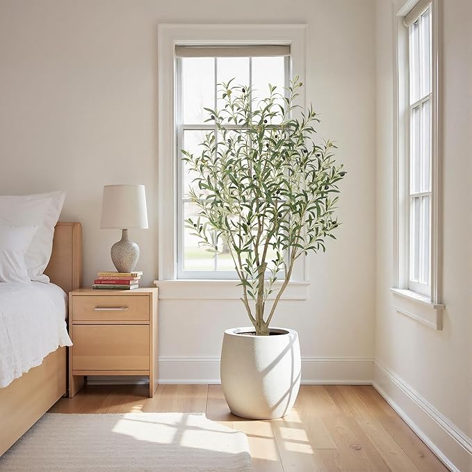 Nafresh Super Full Faux Olive Tree, 5FT Artificial Olive Tree Indoor, Fake Silk Trees with Realistic Leaves and Lifelike Fruits for Indoor Outdoor Living Room Corner Office Bedroom Home Decor