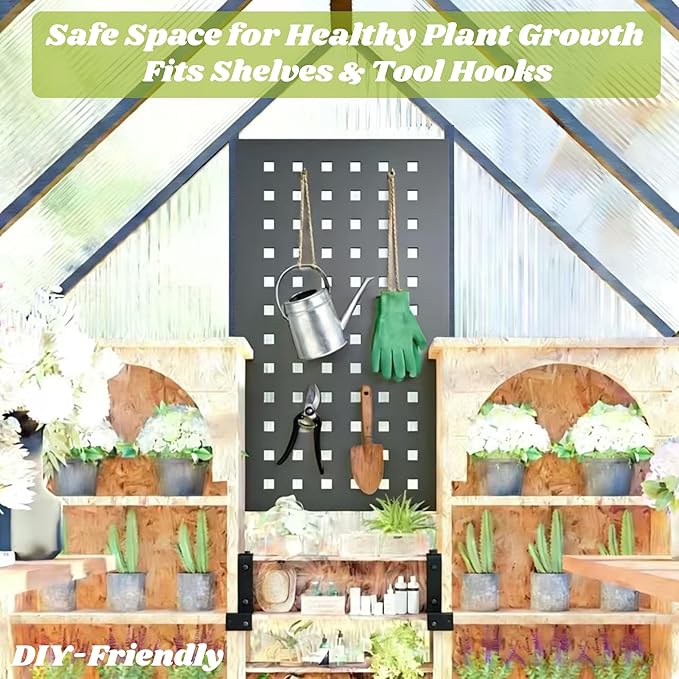 8x8 FT Greenhouse for Outdoors, Polycarbonate Greenhouse with Quick Setup Structure and Roof Vent, Aluminum Large Walk-in Green House for Outside Garden Backyard, Charcoal Black