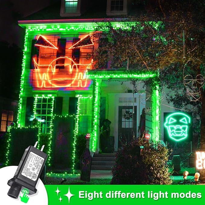 800 LED Green String Lights Indoor, 262ft St Patricks Day Lights Clear Wire 8 Modes Plug in Waterproof Christmas Twinkle Fairy Light for Indoor Room Tree Party Decorations