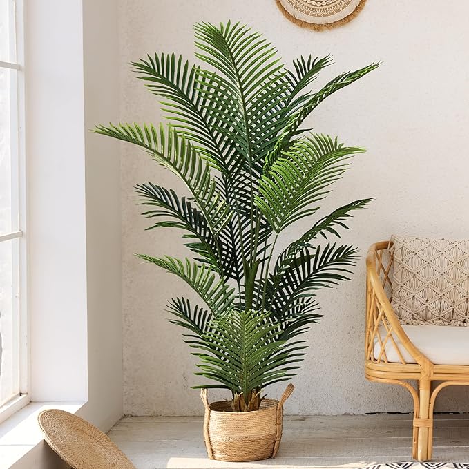 VeriNatural Artificial Palm Tree 5FT Tall Palm Trees UV Resistant Fake Plant Large Potted Faux Tropical Areca Palm Floor Plants for Indoor Outdoor Home Living Room Porch Patio Decor 2 Pack, VN125