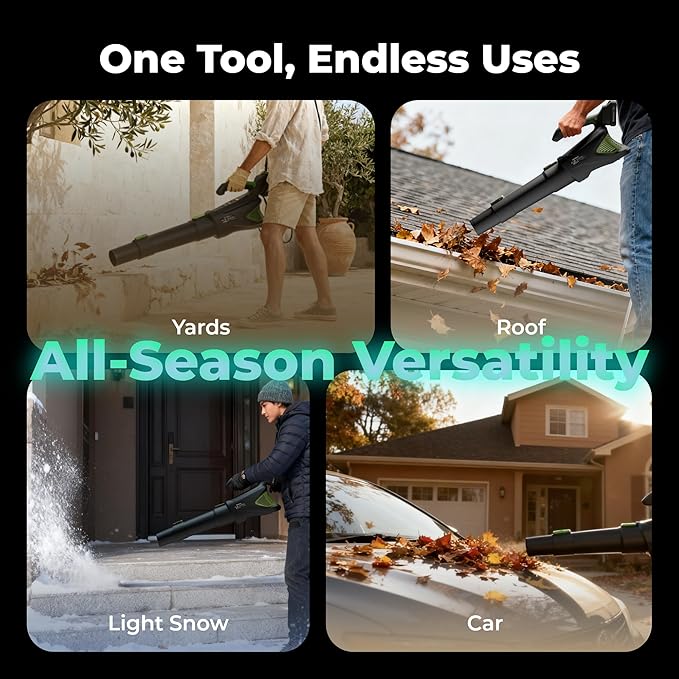 20V Handheld Electric Cordless Leaf Blower with 2.0Ah Battery & Fast Charger, Powerful up to 93 MPH, 350 CFM Stepless Speed Control, Powerful for Yard Cleaning