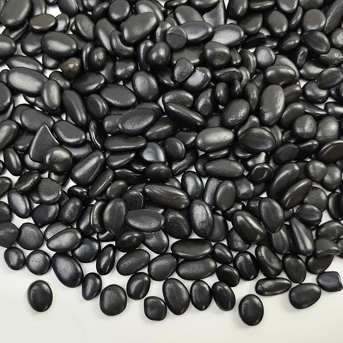 FANTIAN Black Pebbles for Indoor Plants, 3/8 inch Small Bag Stones, Decorative River Rocks for Succulent Potted Plant, Vase and Outdoor Landscaping Garden(16 oz)