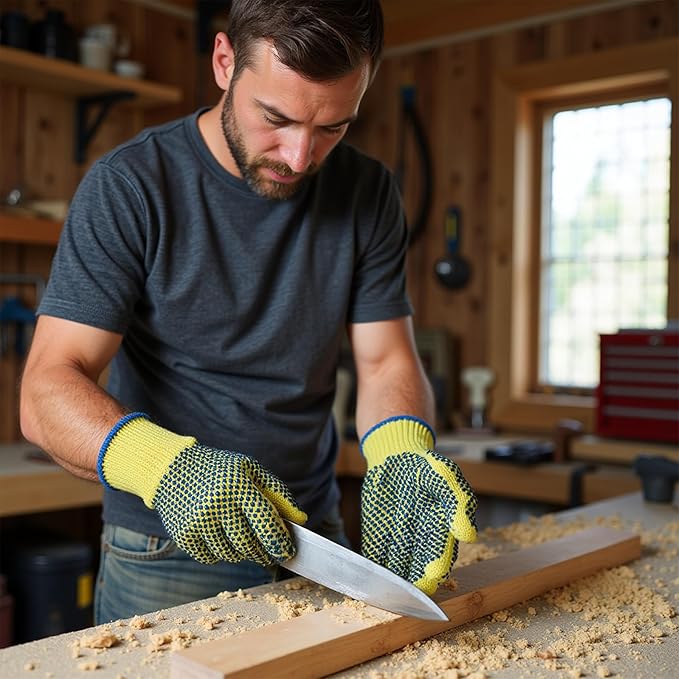 G & F Products 1670M Yellow Medium Cut Resistant Kevlar Knit Work Gloves