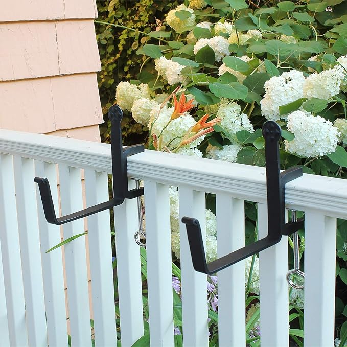 Achla Designs SFB-01C Clamp-On Flower Box, 6" Deck Bracket, Black