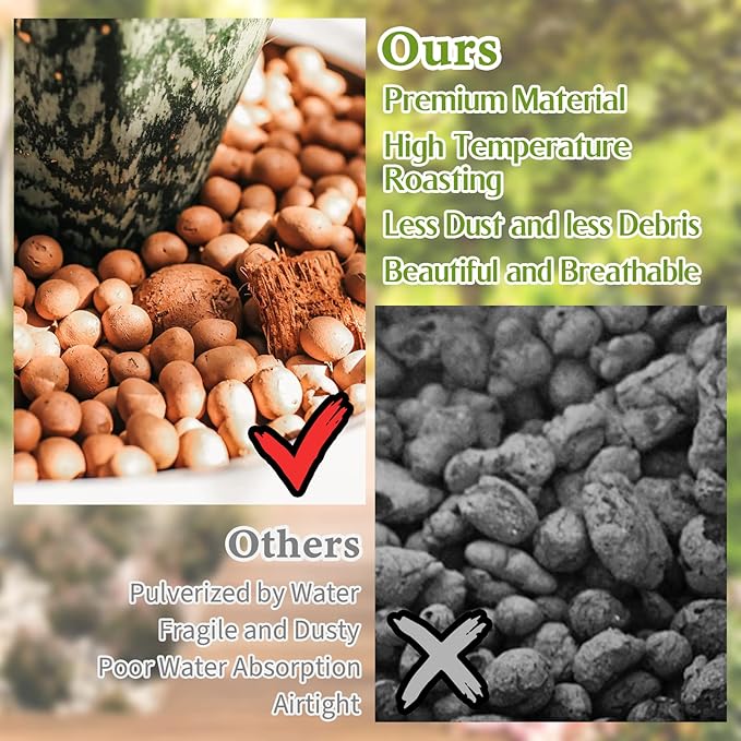 Legigo 19 LBS Organic Leca Clay Pebbles for Plants, 4mm-16mm 100% Natural Leca Balls for Indoor Plants, Hydroton Clay Pebbles for Plants Hydroponic Aquaponics Growing Orchid Drainage Terrarium