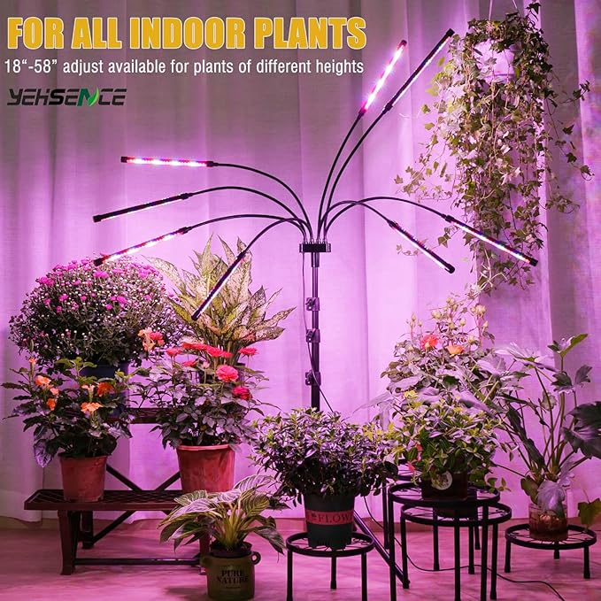 LED Grow Lights for Indoor Plants, [ 8 in1 ] Full Spectrum Grow Light with Tripod Stand, Auto On/Off Timing 4/8/12H, Plant Lights for Indoor Growing. (Mix Spectrum)