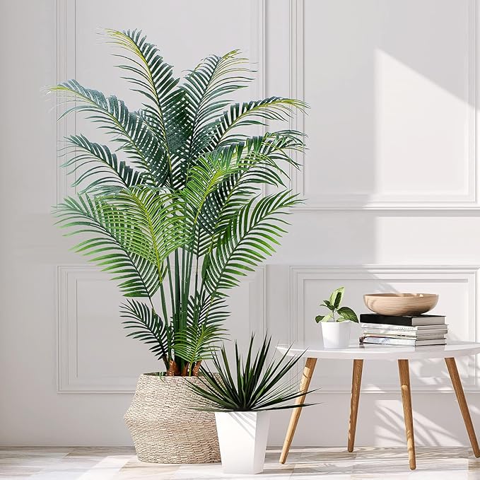 Yepdin Artificial Tropical Palm Plant - 5 Ft Artificial Tree with Plastic Pot for Office and Home Decor, Tall Faux Plants for Indoors and Outdoors, Artificial Silk Palm Housewarming Gift,K150