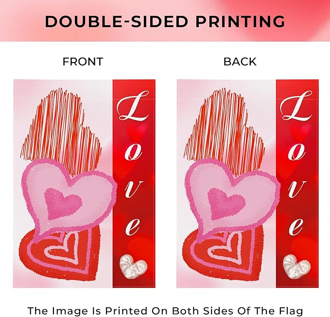 pretty_jessie Valentines Day Garden Flag 12x18 Inch Double Sided, Love Hearts Burlap Yard Flag Anniversary Patio, Porch, Backyard Outdoor Decorations