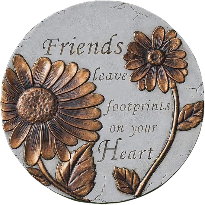 Friends Leave Footprints Bronze Tone 9 x 9 Resin Stone Outdoor Decorative Stone