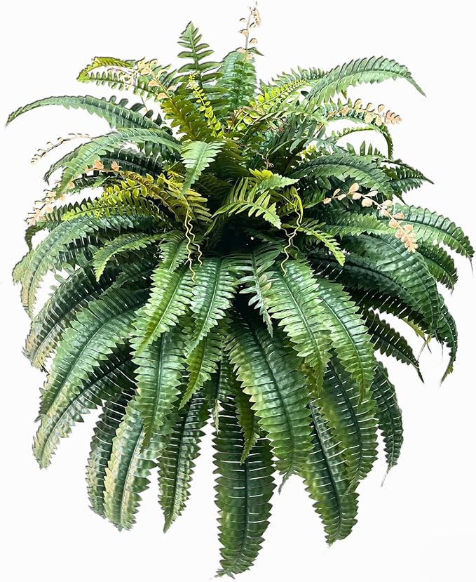 NeosCA Giant Artificial Boston Ferns for Outdoors Large,Uv Resistant Lifelike Artificial Plants Large,Faux Fern Silk Ferns That Look Real,Fake Fern for Outside Lifelike 128 Branches