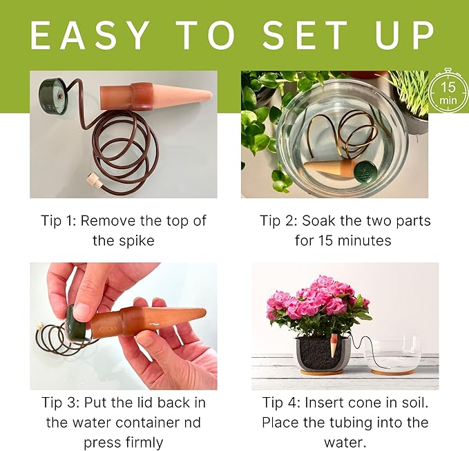 Blumat Classic Self-Watering Stakes - Automatic Drip Irrigation System for Indoor Plant Watering & Outdoor - Water Drip Solution for Potted Plants - Slow Release Stakes, 12 Pack, wo Adapter