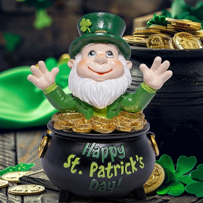 Hodao St Patrick's Day Gnome Decoration Beard Elf for St Patricks Day Home Table Figurines Decor for St. Patrick's Gifts Luck Green Irish Handmade Gnomes Spring Decortion Gifts (Green-One)
