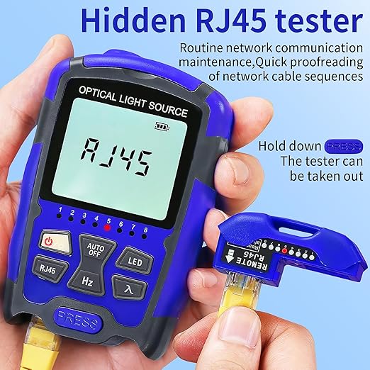 Rechargeable Fiber Optic Light Source A-MC1315 Fiber Optic stabilized Light Source RJ45 Network Testing Single-Mode Dual wavelength 1310 1550nm Suitable for SC/FC/ST/LC Interface with 1 FC-LC Adapter