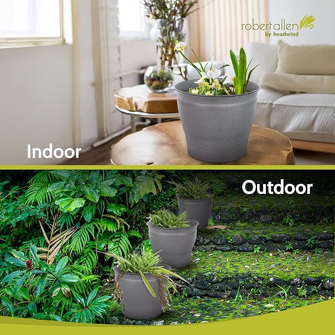 Headwind Natural Ironstone Timberline Collection - 12" Slate Grey Decorative Planter for Outdoor Pots for Plants – Modern Indoor Plant Pots, Large & Small Planters for Indoor Plants by Robert Allen