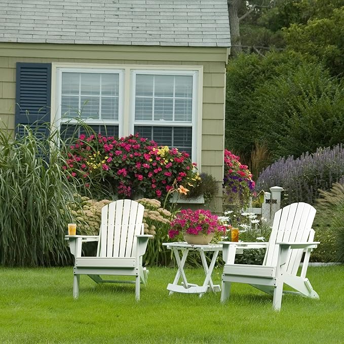 FUNBERRY Folding Adirondack Chair, All Weather HDPE Fire Pit Chairs with Cup Holder for Outdoor