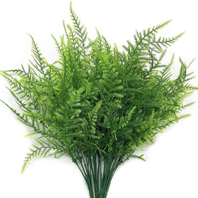PASYOU Artificial Shrubs, Plastic Plants Fake Bushes Grass Greenery Leaves Shrub Bush Home Garden Indoor Outdoor Verandah Wedding Party DIY Table Arrangement Decoration Planting Filler 4 Bundles