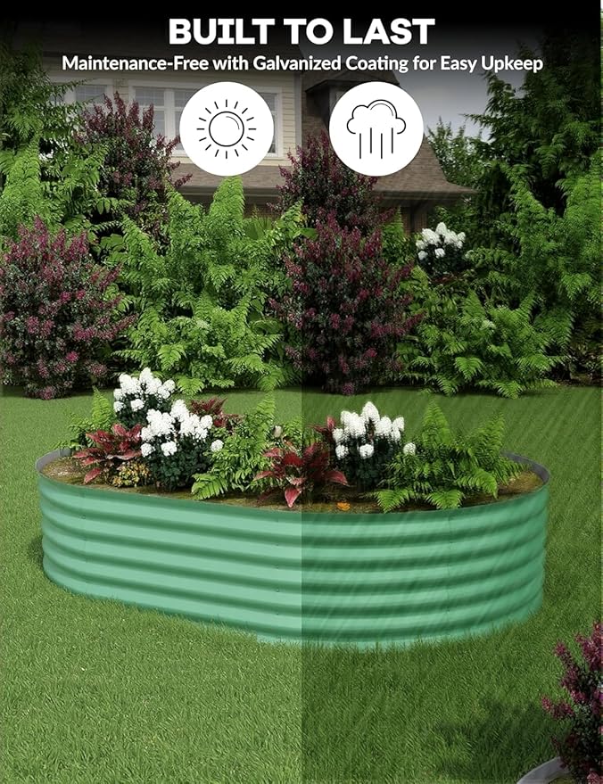 8x4x1.5ft Galvanized Raised Garden Bed, Durable Outdoor Planter Box, Spacious Raised Bed Ideal for Growing Vegetables, Fruits, and Flowers, Easy Assembly, Green
