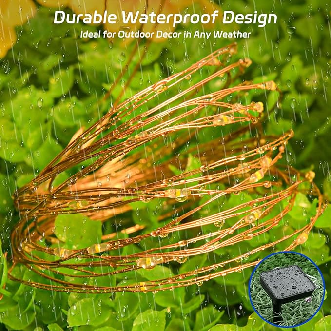 Solar Fairy Lights Outdoor Waterproof,39.4ft 120LED Solar String Lights for Outside 8 Modes 2 Packs for Patio Backyard Garden Deorations Warm White
