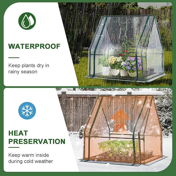 Mini Greenhouse, 35×35×36" Portable Greenhouse for Indoor Outdoor, Small Green House for Plants, Seedling, Germination (Clear, 35x35x36 inch)