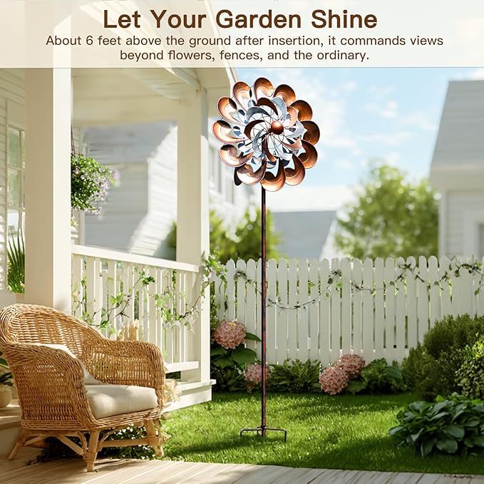 Pure Echo Metal Wind Spinner Outdoor, Wind Spinners for Yard and Garden, 84 inch Wind Sculptures & Spinners, Windmill for Yard Art