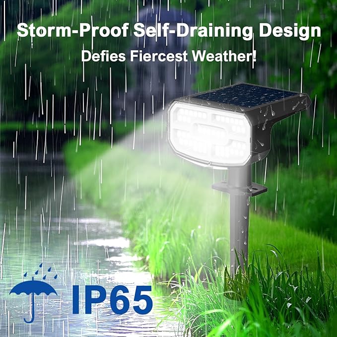 Solar Lights Outdoor Waterproof IP65,Auto On/Off, 6000K 2 Lighting Modes, Super Bright LED, Solar Powered Yard Garden Solar Spot Lights for Outside Landscape -8 Pack