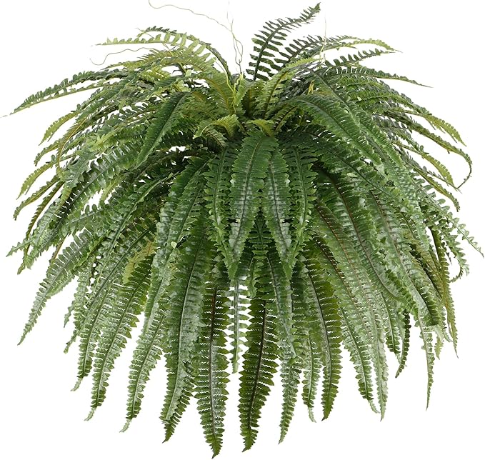 Arlpch Single Silky 50" Artificial Fern Plant, Large Fake Fern with 100Fronds, Realistic Faux Boston Fern Bush for Outdoors & Indoor, Silk Greenery for Planter, Garden, Office, Home Décor