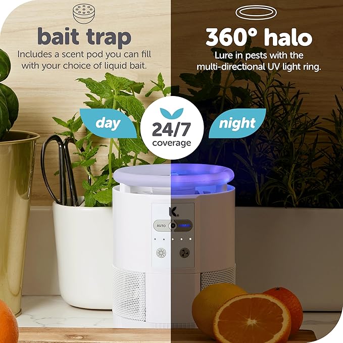 Katchy Duo – Indoor Flying Insect Trap with Scent Pod – Day & Night Effective – Mosquito, Fruit Fly, Gnat & Small Moth Catcher – Non-Zapper Trap with Blue UV Light & Fan Suction (Black)