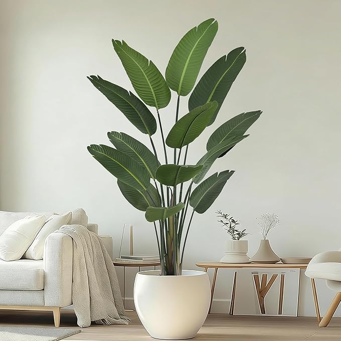 6FT Bird of Paradise Artificial Plant, 72" Tall Artificial Plants Indoor with 13 Realistic Leaves, Fake Floor Plant Faux Tropical Trees with Pot for Home Living Room Office Mall Indoor Decor