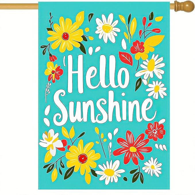 Hello Sunshine Summer Garden Flags 12x18 Double Sided Flag Spring Summer Outdoor Decor with Radiant Sun and Sunflower Design Perfect Floral Seasonal Yard Outdoor Flag