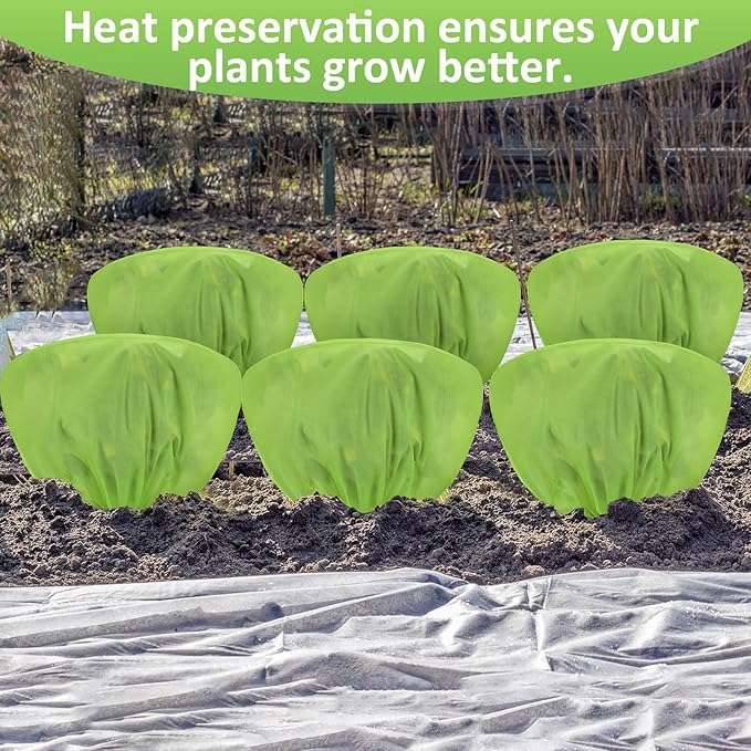 Wesnoy 18 Pcs Winter Plant Covers Freeze Protection 39.4x23.6 Inch Horizontal Shrub Tree Plant Protection Bags Frost Blanket with Drawstring for Fall Winter Outdoor Garden Planting (Green)
