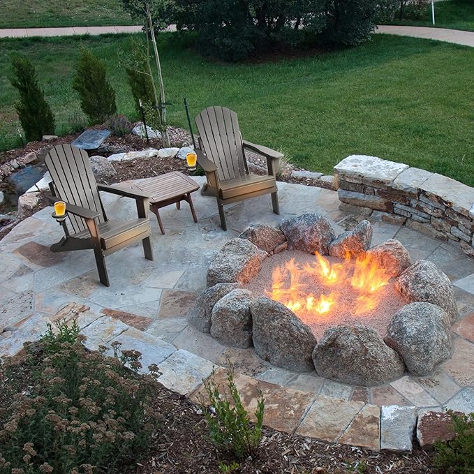 FUNBERRY Folding Adirondack Chair Set of 3, All Weather HDPE Fire Pit Chairs with Cup Holder for Outdoor