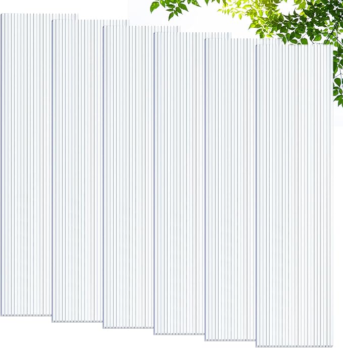 Tatuo 12 Pack 8' X 2' X 0.16'' Polycarbonate Greenhouse Panels Polycarbonate Sheets Twin-Wall Roof Panels Waterproof UV Protected Clear Corrugated Plastic Roofing for Greenhouse Replacement