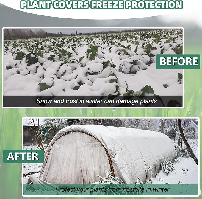 Dyemair Plant Covers Freeze Protection, 10Ft x 30Ft Frost Cloth Floating Row Covers, 1.1oz/yd² Frost Cover Plants Blanket for Winter, Garden Fabric Plant Cover for Vegetables, Pest, Sun Protection