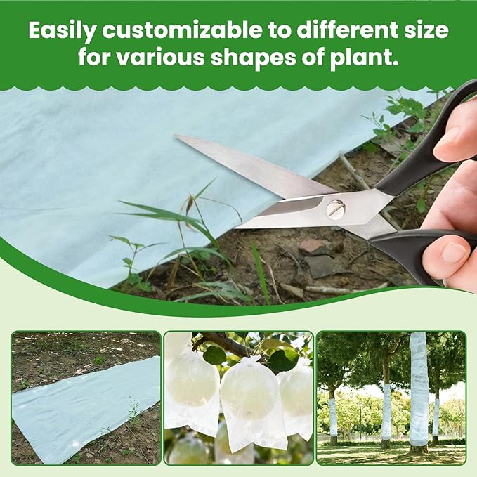 QZXALGS Plant Covers Freeze Protection, 10ft x 33ft Winter Frost Cloth Blankets for Outdoor Plants, 1.05oz/yd² Floating Row Cover Frost Protection for Gardens, Vegetables, Tree, Snow