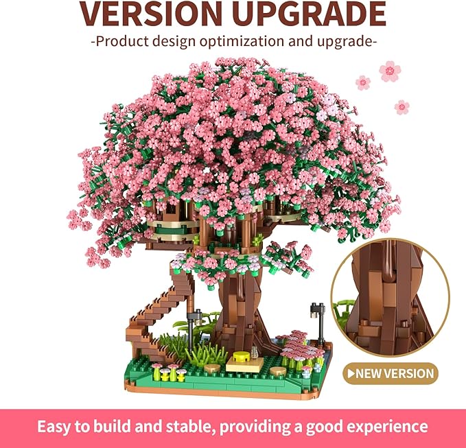 Yushinv Cherry Bonsai Tree Building Sets, Original Scene Music Building Kit 2138 Pcs,Type :Symphony. Sakura House Building Set, Cherry Tree Building Set, Sakura Set.