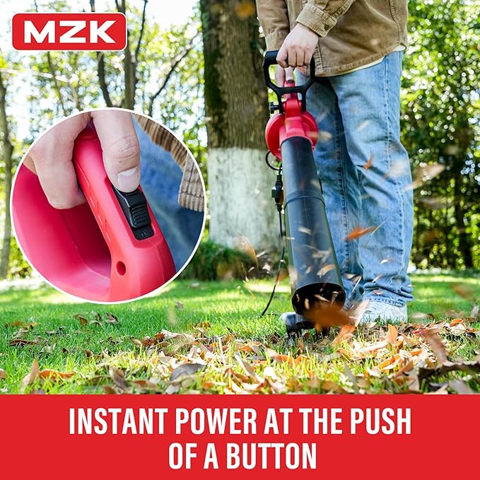 MZK 3 in 1 Electric Leaf Blower Corded, Leaf Vacuum and Leaf Mulcher, 460 CFM, 167 MPH Airflow, Corded Blowers with 40L Leaf Collection Bag for Yard, Garden