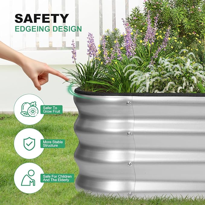 1MORE Raised Garden Bed - 6X2X1 Galvanized Planter Box for Outdoor Gardening and Planting, Ideal for Vegetables and Plants.Sliver-1Pcak