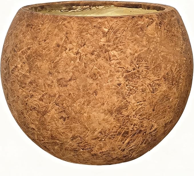 Panlaolao 10 H x 14" Dia (10" Pot Opening) Round Fiberstone Planter with Drainage Hole, White, Indoor/Outdoor Large Plant Pot for Home Patio Garden, Ideal for Large Plants-Camel
