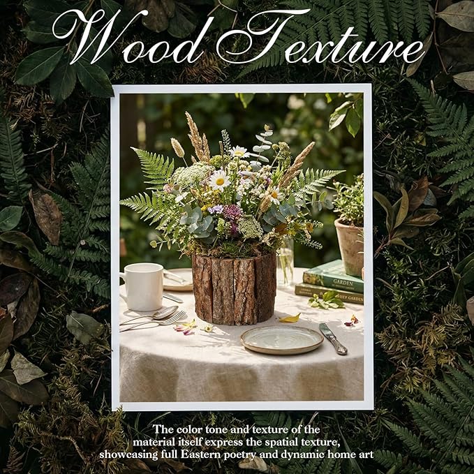6 Set Wooden Vase for Centerpieces Wooden Flower Vase with Flower Mud Rustic Bark Stump Buckets Vintage Wood Planter Pots for Woodland Party Wedding Window Home Farmhouse Table Decor