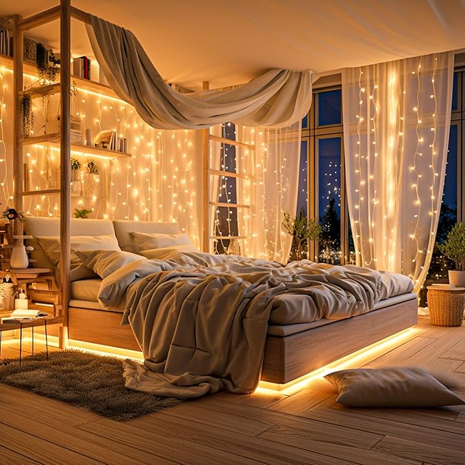 82ft 250 LED Christmas Lights Outdoor Warm White String Lights 8 Modes Clear Wire, Connectable Twinkle Fairy Light Plug in for Indoor Bedroom Wedding Tree Decorations