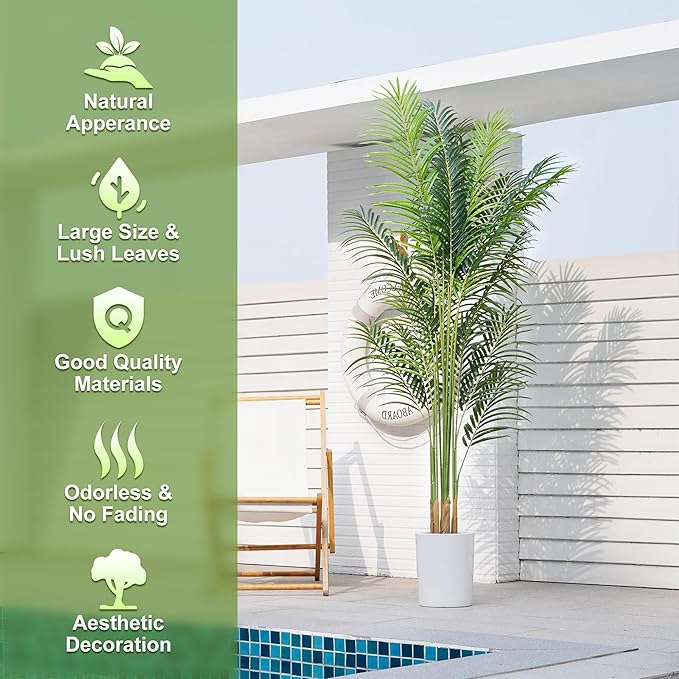 ProDeco Artificial Palm Tree 7.2Ft Tall Large Fake Plant Indoor Decorative Faux Silk Green Potted Plants for Office Living Room Outdoor Home Decor (2 Pack)
