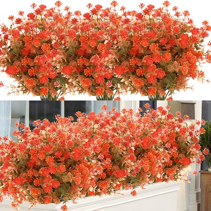 ArtBloom 6 Bundles Artificial Fall Flowers No Fade Faux Autumn Plants, Fake Indoor Outdoor Greenery for Thanksgiving Christmas Wedding Party Home Garden Fireplace Décor (Multi)